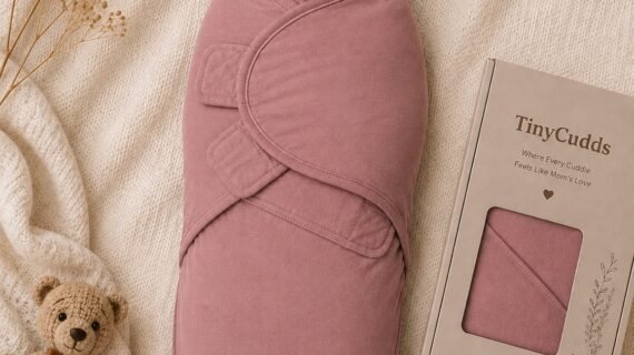 TinyCudds Cozy Wrap – Dusty Rose | Organic Cotton Baby Swaddle