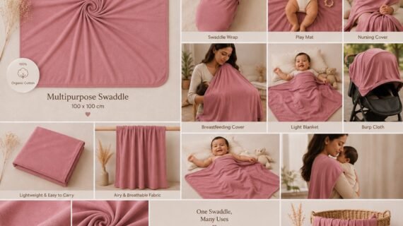 TinyCudds Care Wrap – Dusty Rose | Multipurpose Baby Swaddle