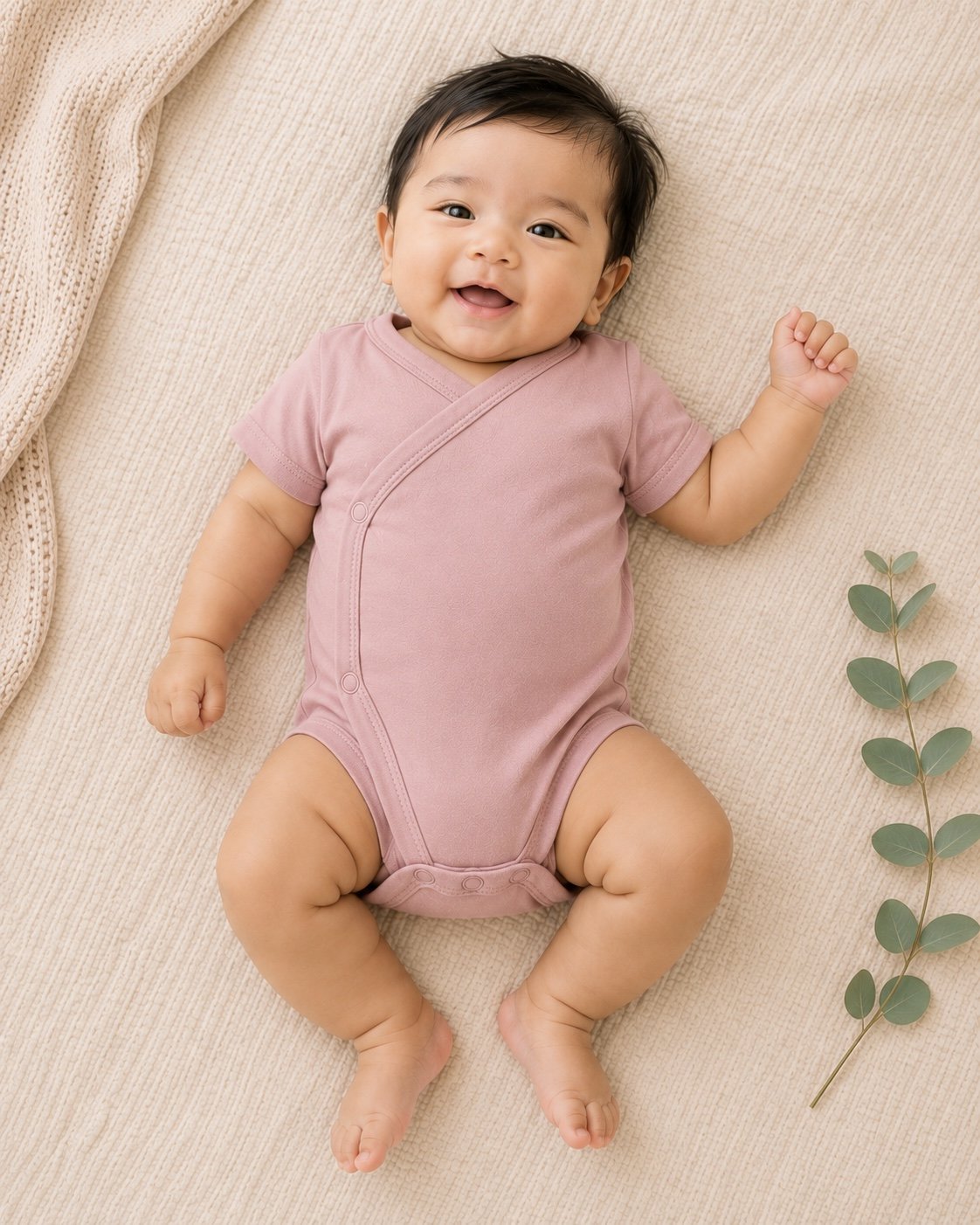 TinyCudds Gentle Snuggle Suit – Dusty Rose | Organic Cotton Baby Romper - Image 8