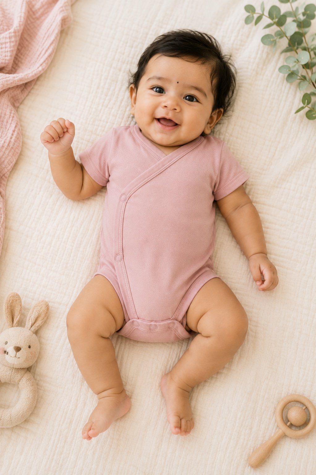 TinyCudds Gentle Snuggle Suit – Dusty Rose | Organic Cotton Baby Romper - Image 6
