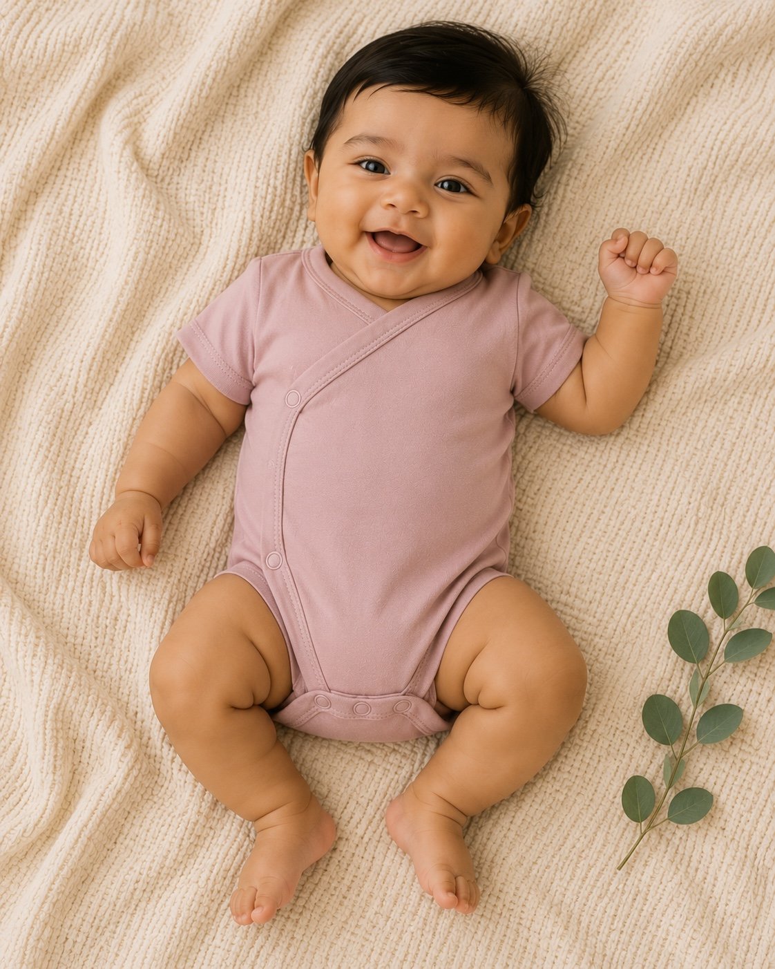 TinyCudds Gentle Snuggle Suit – Dusty Rose | Organic Cotton Baby Romper - Image 3