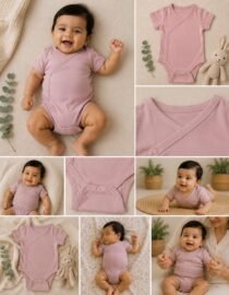 TinyCudds Gentle Snuggle Suit – Dusty Rose | Organic Cotton Baby Romper