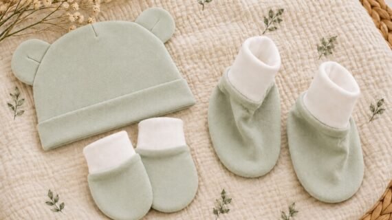 TinyCudds First Hug Set – Ash Green | 3-Piece Baby Essentials Set