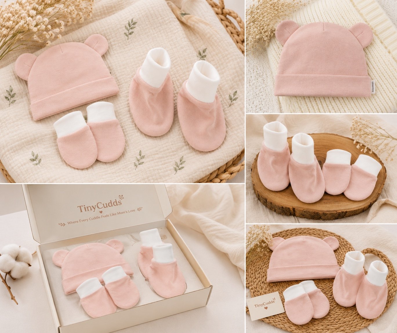 TinyCudds First Hug Set – Dusty Rose | 3-Piece Baby Essentials Set - Image 3