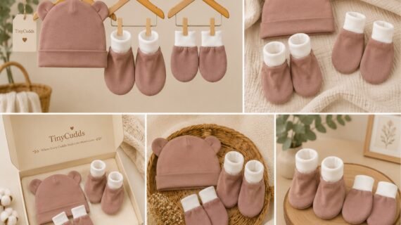 TinyCudds First Hug Set – Mocha | 3-Piece Baby Essentials Set