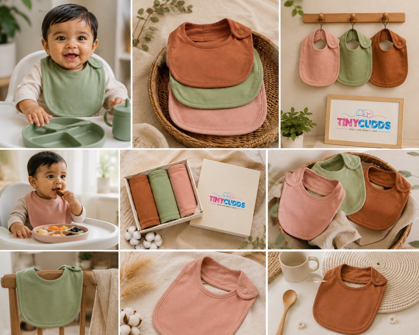 TinyCudds Happy Mealtime Set | 3-Piece Baby Bib Set - Image 3