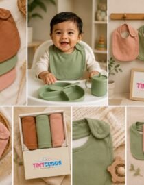 TinyCudds Happy Mealtime Set | 3-Piece Baby Bib Set