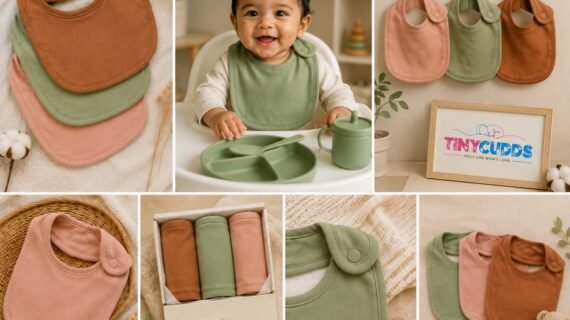 TinyCudds Happy Mealtime Set | 3-Piece Baby Bib Set
