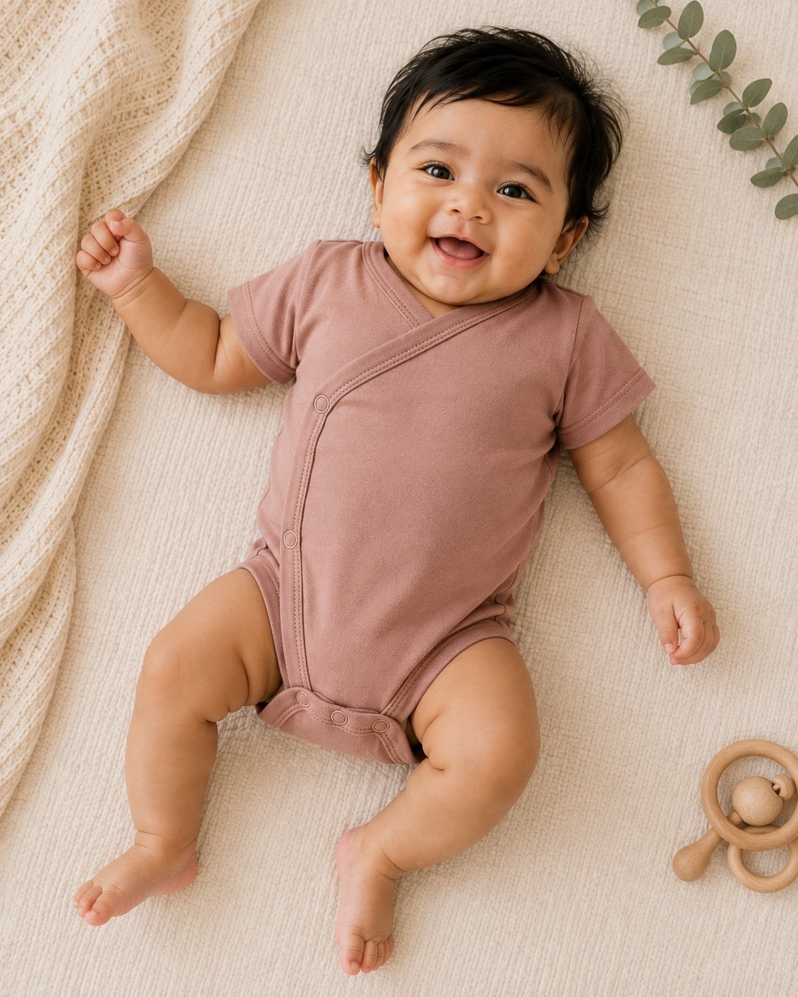 TinyCudds Gentle Snuggle Suit – Mocha | Organic Cotton Baby Romper - Image 6