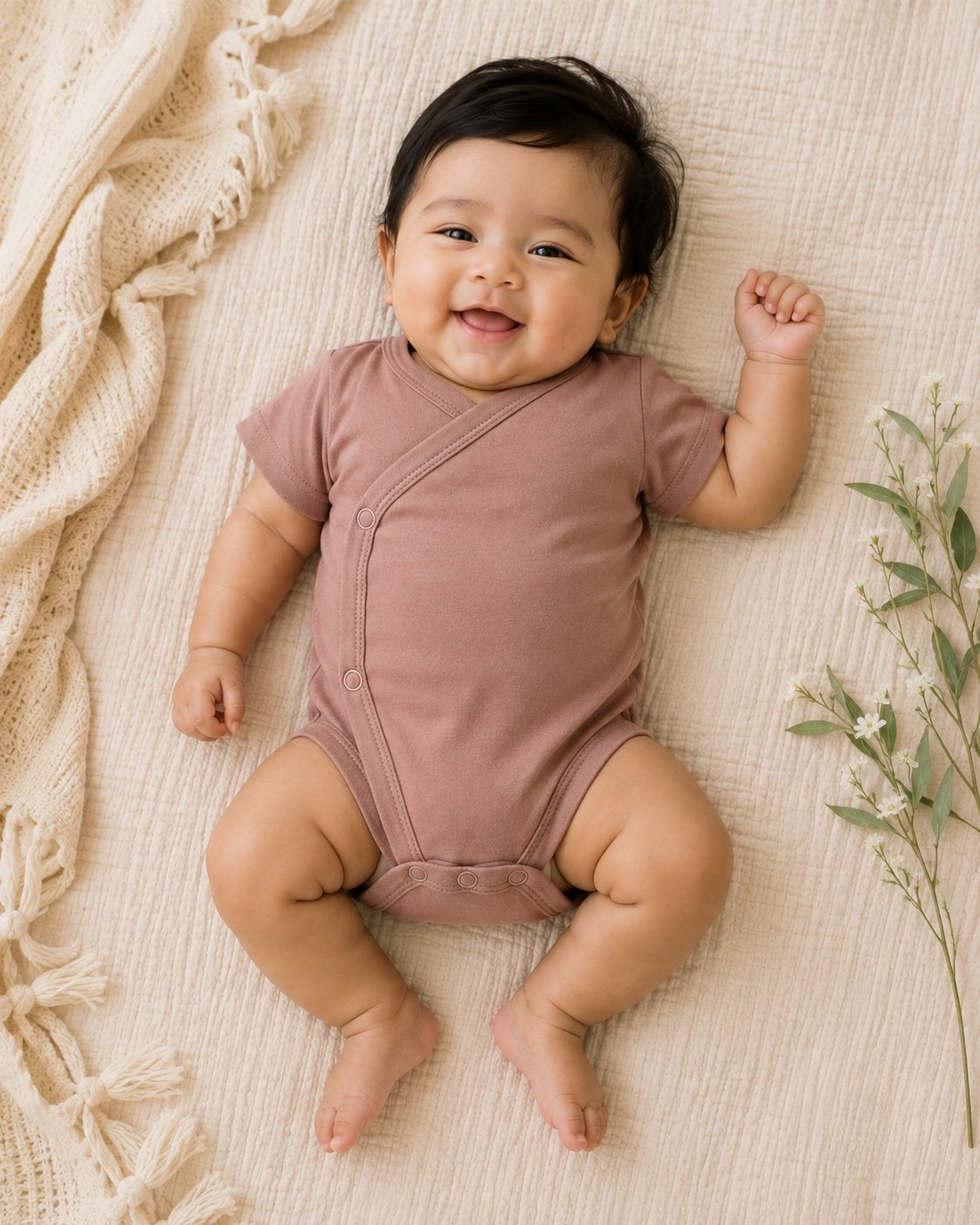 TinyCudds Gentle Snuggle Suit – Mocha | Organic Cotton Baby Romper - Image 5