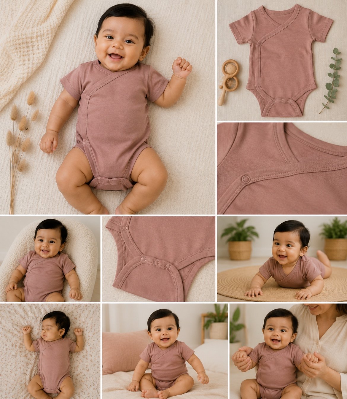 TinyCudds Gentle Snuggle Suit – Mocha | Organic Cotton Baby Romper