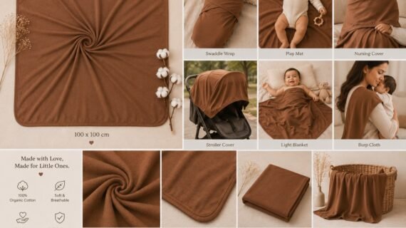 TinyCudds Care Wrap – Mocha | Multipurpose Baby Swaddle