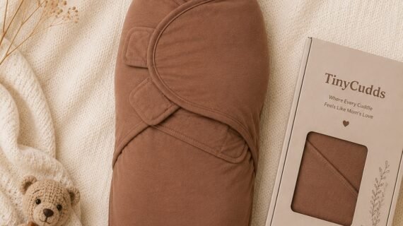 TinyCudds Cozy Wrap – Mocha | Organic Cotton Baby Swaddle