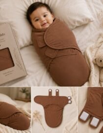 TinyCudds Cozy Wrap – Mocha | Organic Cotton Baby Swaddle