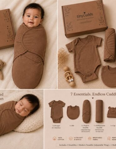 TinyCudds Gentle Snuggle Suit – Mocha | Organic Cotton Baby Romper